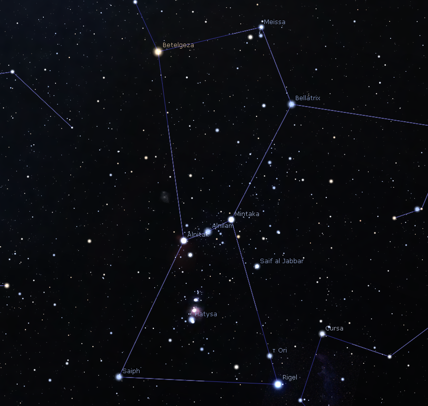 Gwiazdozbiór Oriona. Stellarium/R. Strzondała